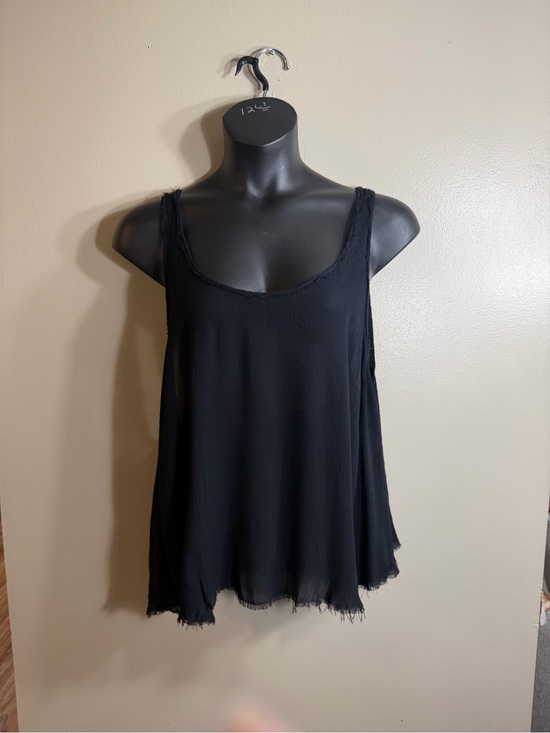 Intimately By Free People Tops - Free People Karmen Tank Black Sheer Gauze Raw Hem Swing Tank M